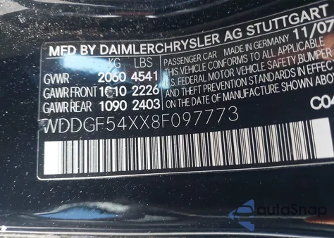 2008 Mercedes-Benz C 300 Luxury/Sport из США, поврежденный, VIN WDDGF54XX8F097773